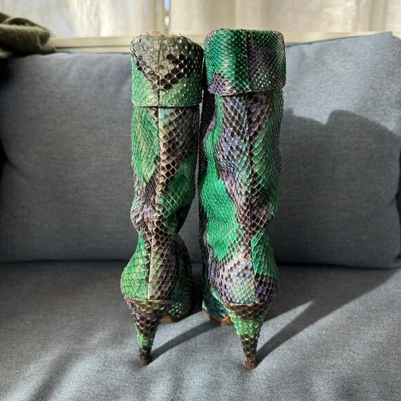 Vintage Snakeskin Adige Paris Heeled Ankle Boots Size 4 - Picture 5 of 7